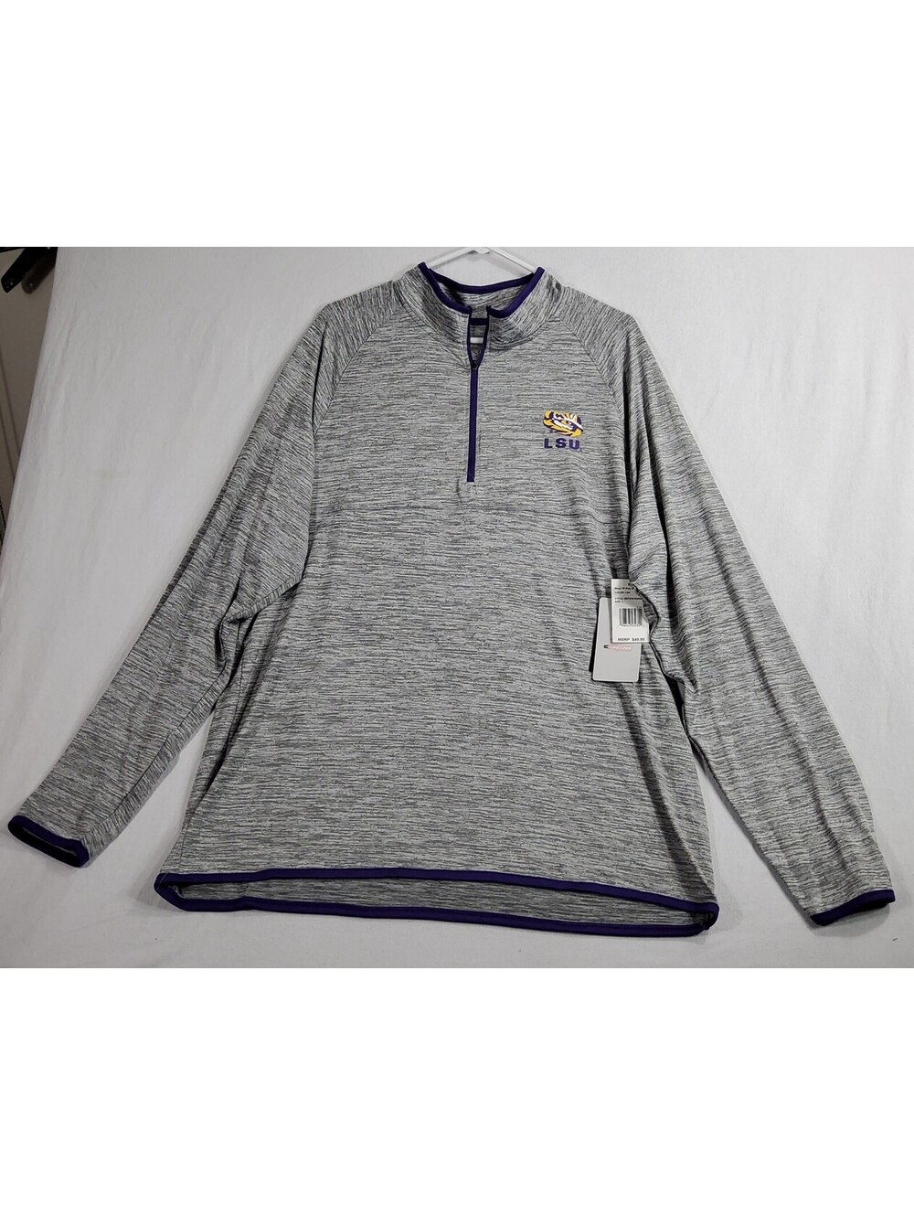 Colosseum LSU Tigers  Quarter-Zip Pullover Shirt Men's Large Gray NWT